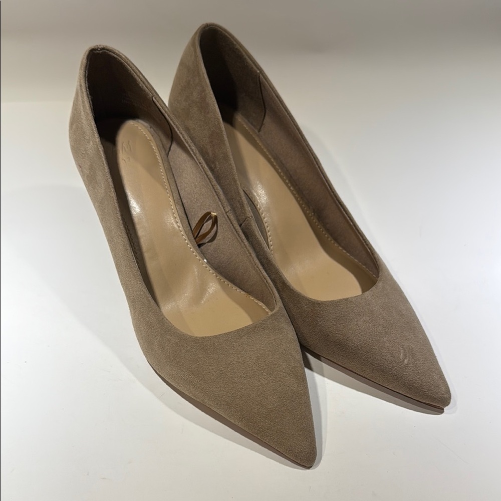 H&M Tan Suede Pointed-Toe Heels